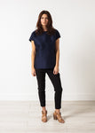 Tucked Sleeve Blouse in Navy