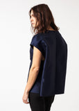 Tucked Sleeve Blouse in Navy